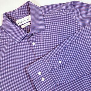 Mizzen+Main Leeward Shirt Mens 2XL Purple Pink Check Trim Fit Button Down